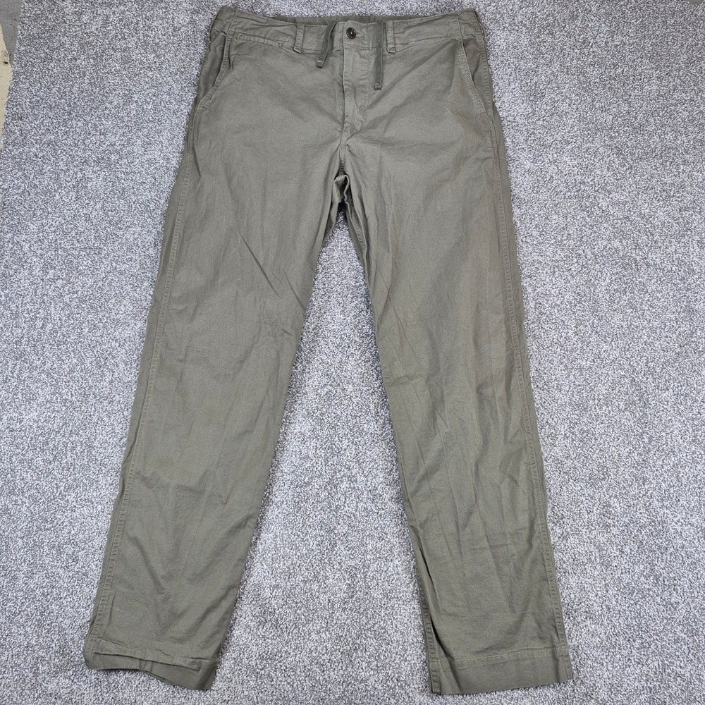 Buck Mason Pants Mens 34 Green Chino Twill Cotton Stretch Drawstring